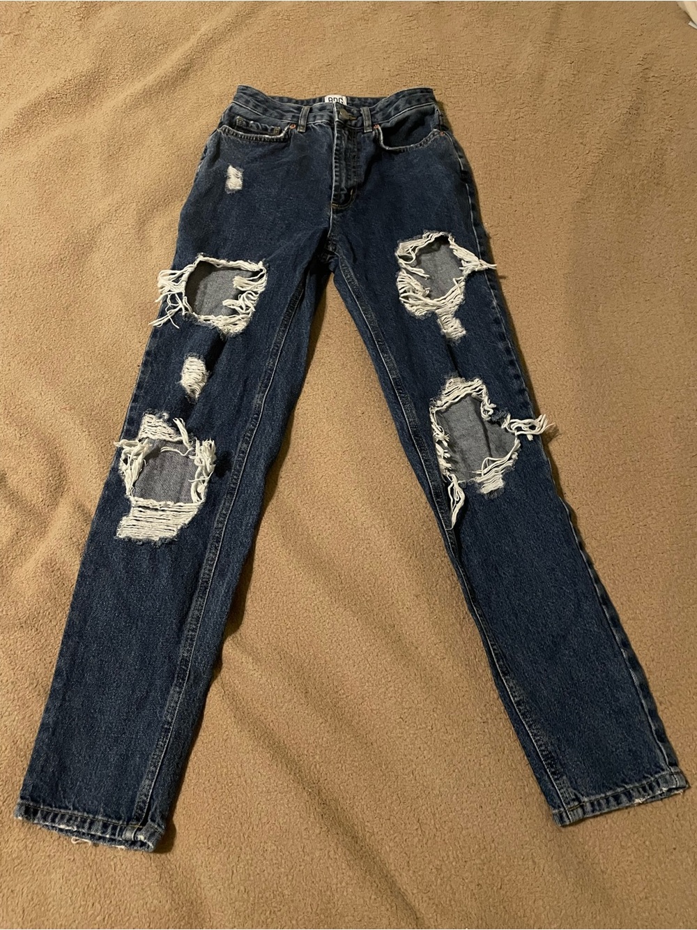 BDG Dark Blue Ripped Skinny Jeans